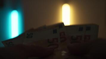 Silhouette Point of View Hands Counting Money Hidden video