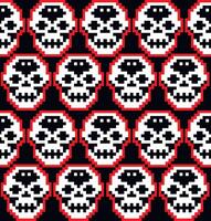 digital seamless texture with pixel skull vector