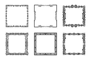 collection frames, hand drawn ink elements on white background vector