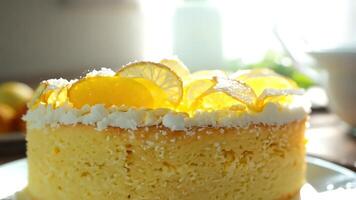 Lemon Cake with Citrus Slices and Frosting. video
