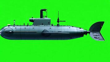 Side View of Submarine on green screen background. video