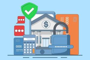 Online banking and mobile payments concept, using smartphone to login to bank account, Digital wallet, internet money, Savings and finance, Online mobile banking and mobile payments. vector