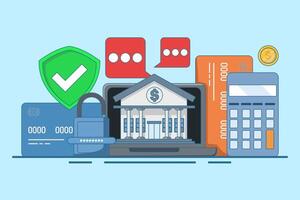 Online banking and mobile payments concept, using smartphone to login to bank account, Digital wallet, internet money, Savings and finance, Online mobile banking and mobile payments. vector