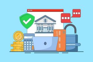 Online banking and mobile payments concept, using smartphone to login to bank account, Digital wallet, internet money, Savings and finance, Online mobile banking and mobile payments. vector