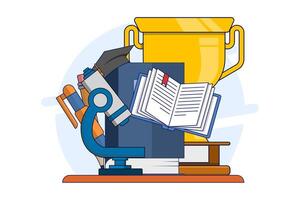 Education concept, object symbolizing knowledge. Flat style illustration of learning and education concept for web design, layout, banner, diagram, infographic, Flat illustration on background. vector