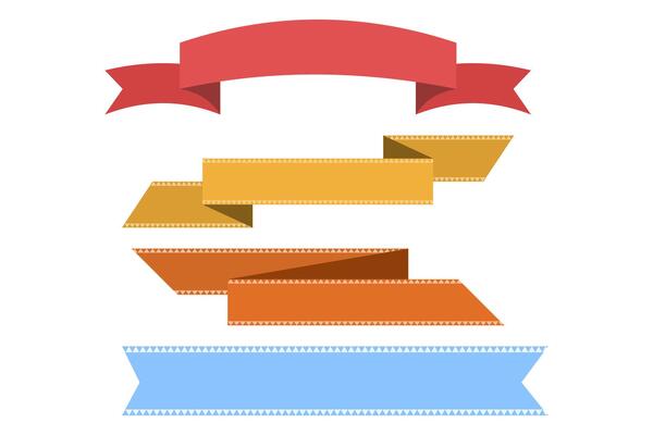 Set of Ribbons, Banners, Badges, ribbons for product labels and logos. Set of flat ribbon templates for label and logo design. Colorful Labels - Design Elements on background.