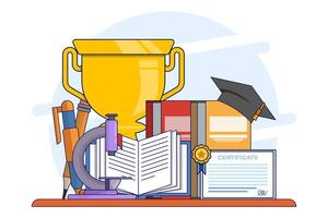 Education concept, object symbolizing knowledge. Flat style illustration of learning and education concept for web design, layout, banner, diagram, infographic, Flat illustration on background. vector