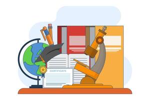 Education concept, object symbolizing knowledge. Flat style illustration of learning and education concept for web design, layout, banner, diagram, infographic, Flat illustration on background. vector