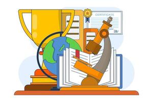 Education concept, object symbolizing knowledge. Flat style illustration of learning and education concept for web design, layout, banner, diagram, infographic, Flat illustration on background. vector