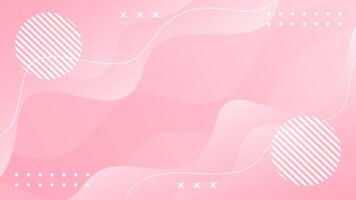 Soft pink gradient abstract wavy background with geometric shapes. Modern dynamic wallpaper vector