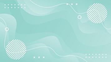 Soft green gradient abstract wavy background with geometric shapes. Modern dynamic wallpaper vector