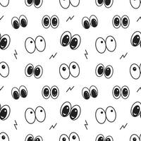 Cartoon eyes handdrawn seamless pattern background for wrapping vector