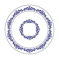 Blue White Round Frame With A Large Element In The Center For Round Surfac, Household Utensil, Embroidery vector