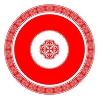 Template Red Round Kazakh Frame, Ethnic Ornament, Pattern vector