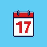 Pixel art calendar date 17 game asset design vector