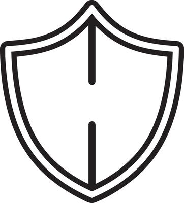 Black Outline Security Shield Icon Symbolizing Protection and Business Security