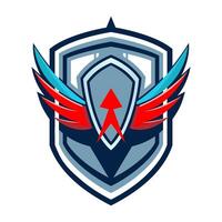 a shield with wings on it vector