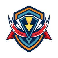 a logo for a team with a shield and lightning bolt vector