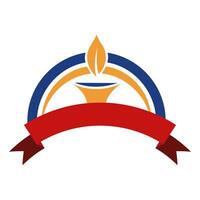 a logo for a candle with a red ribbon vector
