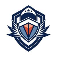 a shield with wings on it vector
