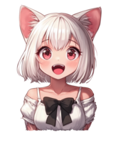 Enchanted girl with cat ears joyfully smiling in a whimsical setting png