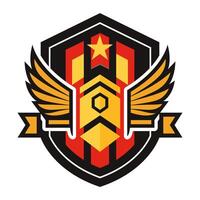 a shield with wings and a star on it vector
