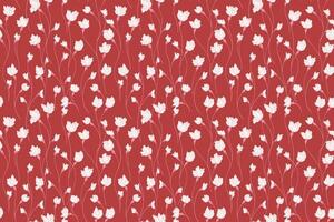 Creative florals stems pattern on a terracotta background. Abstract artistic branches with tiny flowers small buds intertwined in a seamless print. hand drawing. Simple ornament for designs vector