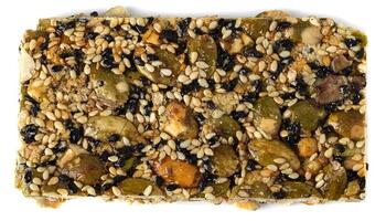 Pumpkin kernel bars isolated on white background photo
