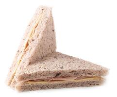 Sandwich with ham, cheese isolated on white background photo