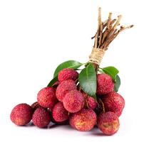 Fresh lychee or litchi is tropical fruit isolated on white background. photo