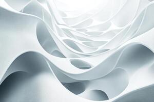 Abstract White Curved Shapes with Circular Cutouts photo