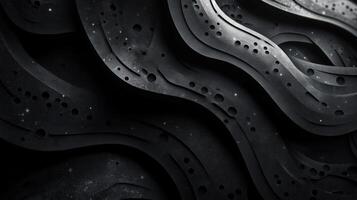 Abstract Black Curved Surface with Circular Cutouts and Speckles photo