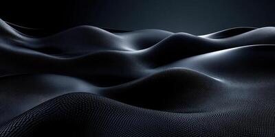 Abstract Black Surface with Wavy Pattern and Textured Dots photo