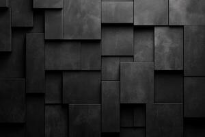 Abstract Black Geometric Pattern of Overlapping Rectangular Tiles photo