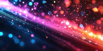 Abstract Background with Glittering Particles and Blurred Lights photo
