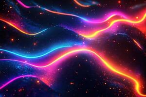 Abstract Cosmic Landscape with Glowing Lines and Stars photo