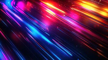 Abstract Background with Diagonal Neon Lines and Glowing Particles photo
