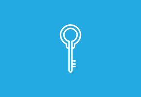 Minimalist White Key Logo on Blue Background - Secure Access Symbol vector