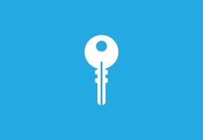 Sleek White Key Icon on Blue - Secure Access Symbol vector