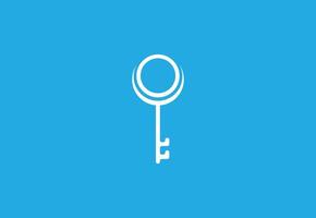 Modern White Key Logo on Blue Background - Secure Access and Technology Symbol vector
