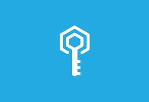 Modern White Key Icon on Blue Background - Security and Access Concept vector