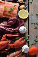 many types of fish on the table. photo