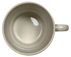 Top view of empty coffee cup. Mug isolated on background png