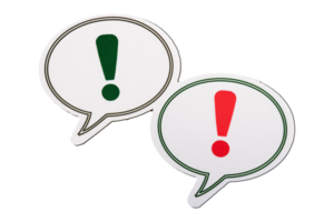 Conceptual symbols representing an argument and disagreement, featuring elements like speech bubbles, exclamation marks, and conflicting arrows, symbolizing debate, conflict, and opposing views. png