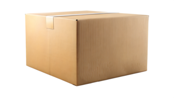 Plain cardboard box without tape, perfect for packaging, moving, and shipping themes, isolated, transparent file png