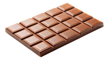 Milk chocolate bar with square pieces, confectionery dessert, isolated, transparent file png