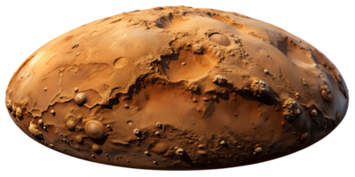 Martian surface landscape with craters and rugged terrain, extraterrestrial environment, transparent file png