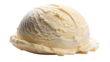 Scoop of vanilla bean ice cream with a smooth texture, transparent file png
