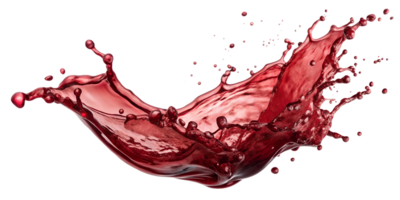 Red wine splash captured in dynamic motion, isolated. Perfect for design and advertising. Transparent file. png