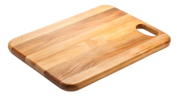 Bamboo cutting board with rounded edges and handle, kitchen utensil, sustainable material, transparent file png